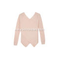 Women's Knitted Asymmetric Cross Back Double V-Neck Pullover